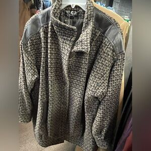 Women vi tags 89-90’s Houndstooth Jacket with Leather Accents